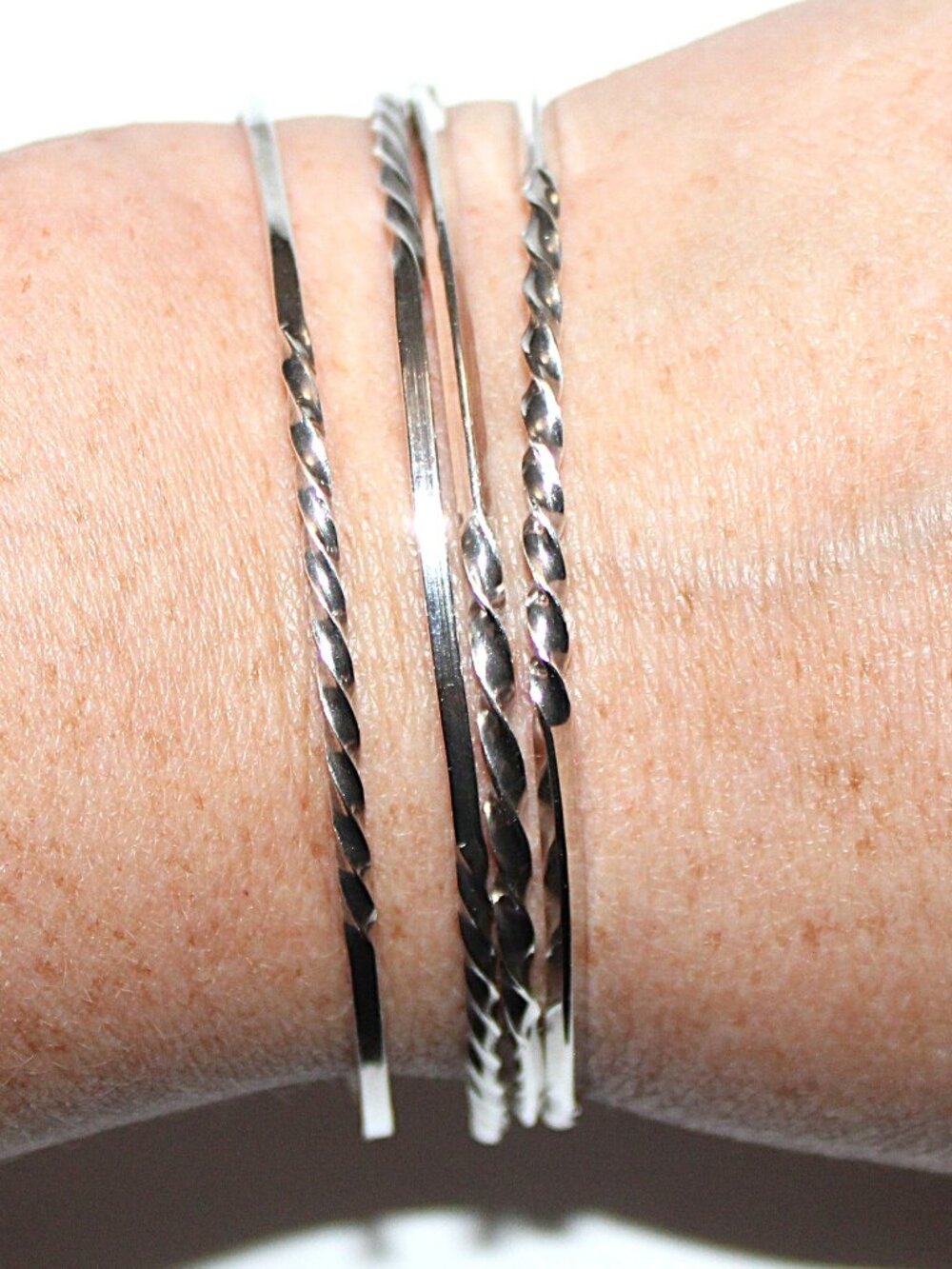 Sterling Silver Four Bangle Bracelet Bundle 22 Grams